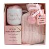 Hot chocolate mug gift set with hot water bottle mini marshmallows and christmas candy cane - cosy hot water bottle and hot chocolate gift set - gift set for women teen adults (Pink) view 2