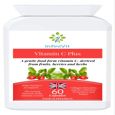 InfiniVit Natural Vitamin C Capsules, Sourced from Acerola Cherry, Food Form Vitamin C for Enhanced Absorption and Bioavailability