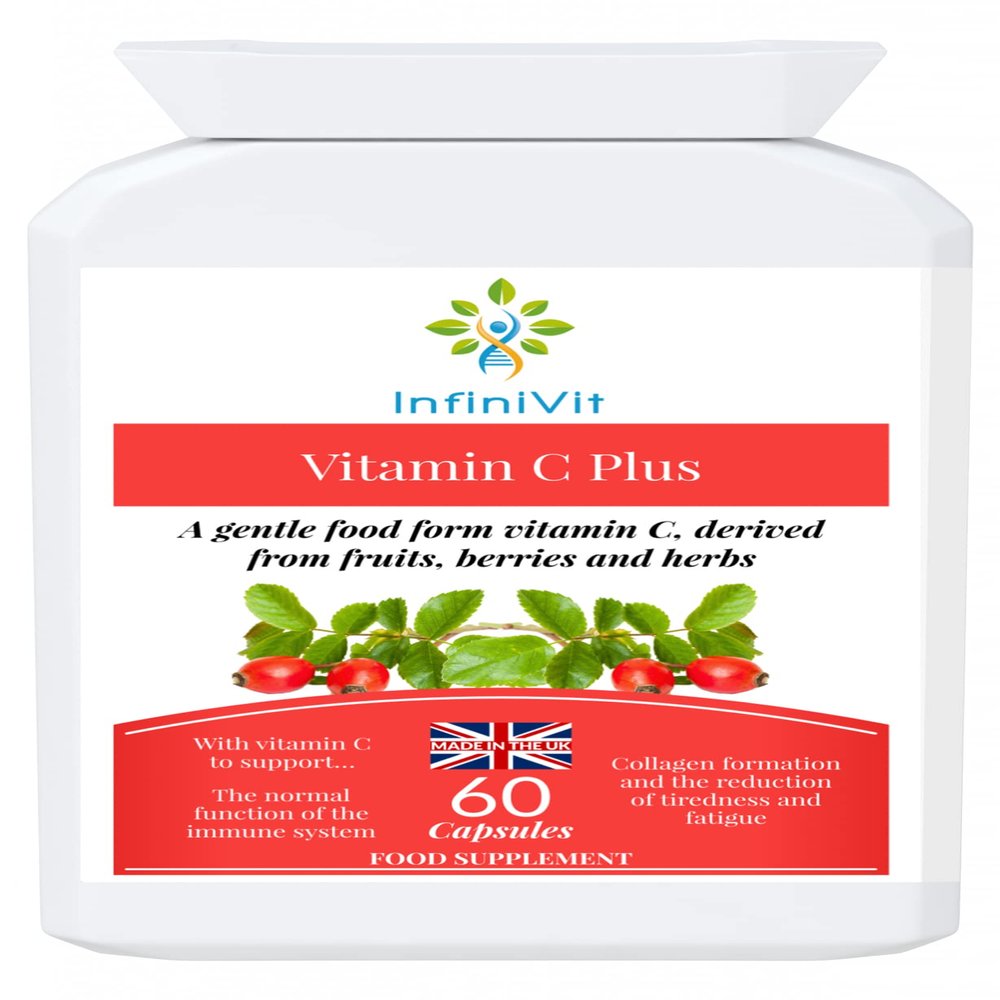 InfiniVit Natural Vitamin C Capsules, Sourced from Acerola Cherry, Food Form Vitamin C for Enhanced Absorption and Bioavailability