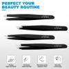 1st Deer Precision Tweezers - Professional Stainless Steel Tweezer Set with Carry Pouch - Ingrown Hair Remover for Women & Men, Black view 2