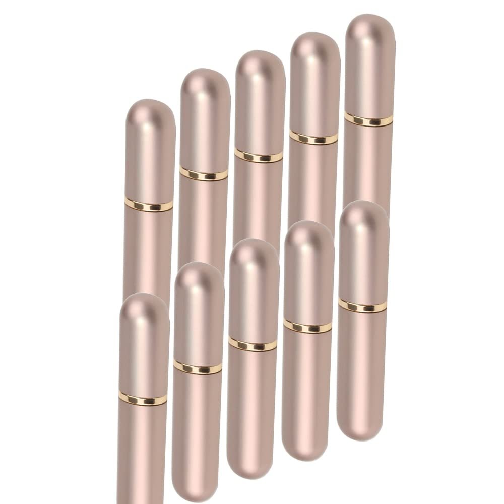 10 Pcs Nasal Inhaler Tubes for Essential Oils Empty Aluminum Refillable Portable Nasal Inhaler Tubes & Cotton Wicks (Gold)