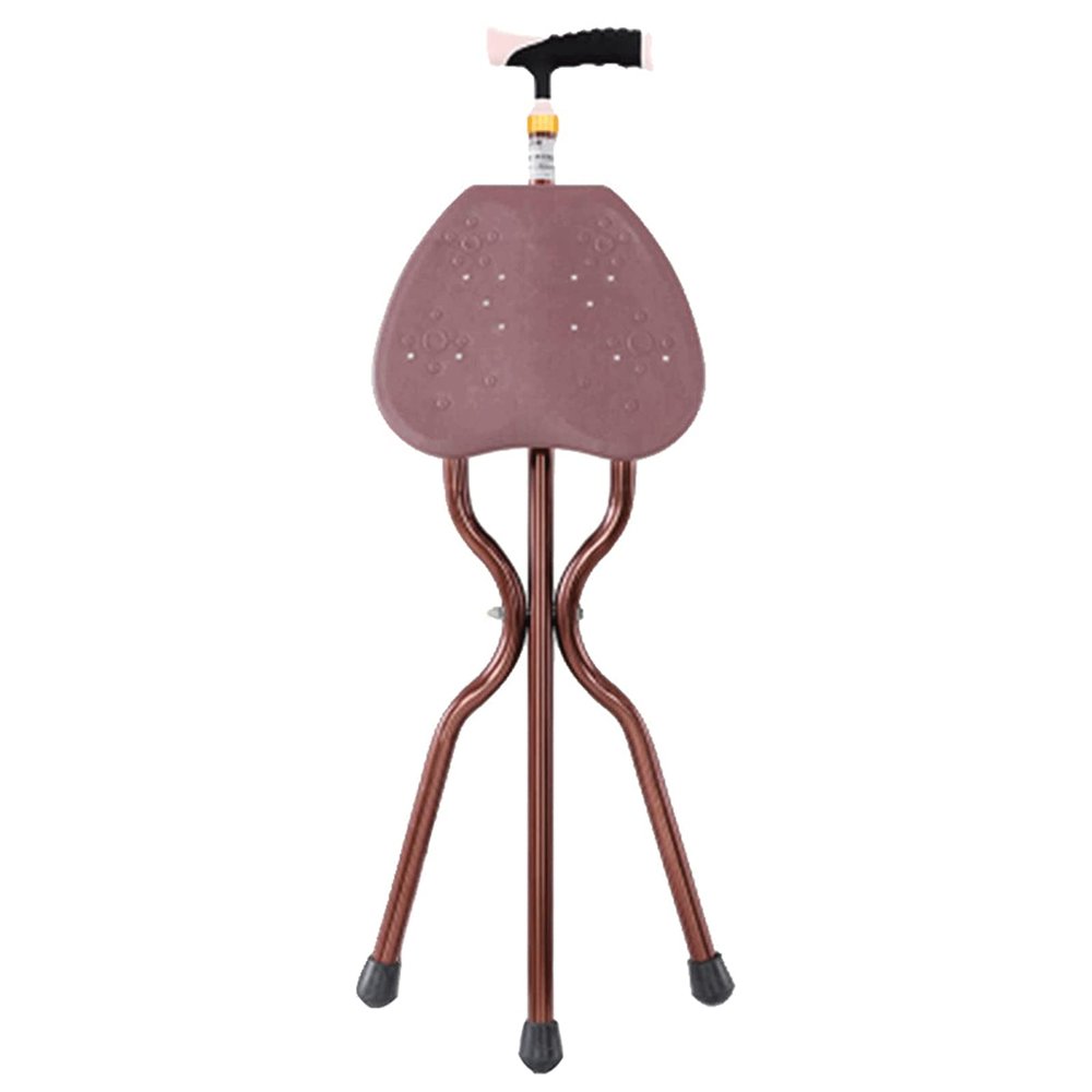 SECFIT Crutches Tripod Crutch Chair for Seniors Five Gears Height Adjustable Crutch Stool with Seat Large Double Arc Reinforcement Support Folding Cane for Men Women Walking Crutches