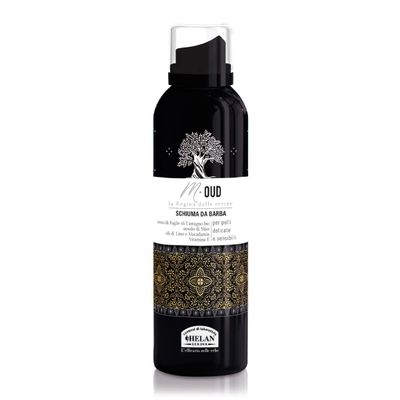 Helan M Oud - Shaving Foam for Men against Irritation and Redness, Gentle Emulsion Promotes Razor Smoothness on Skin - Emollient and Nourishing with Vitamin E and Linseed Oil - Made in Italy, 200 ml