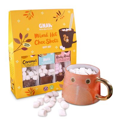 Gnaw Choc Shot Hot Chocolate Gift Set, Luxurious & Rich Hot Chocolate Gifts For Any Occasion,3 Classic & Moreish Flavours Included In All Hot Chocolate Sets, Milk Hot Choc, Caramel & Fudgy Rocky Road