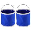 Beufee 2Pcs Blue 9L Cleaning Bucket, Collapsible Bucket Oxford Cloth and ABS Materials Portable Folding Bucket Water Container for Camping Hiking,Outdoor Fishing Storage Pot with Handle view 1