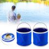 Beufee 2Pcs Blue 9L Cleaning Bucket, Collapsible Bucket Oxford Cloth and ABS Materials Portable Folding Bucket Water Container for Camping Hiking,Outdoor Fishing Storage Pot with Handle view 2