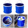 Beufee 2Pcs Blue 9L Cleaning Bucket, Collapsible Bucket Oxford Cloth and ABS Materials Portable Folding Bucket Water Container for Camping Hiking,Outdoor Fishing Storage Pot with Handle view 3