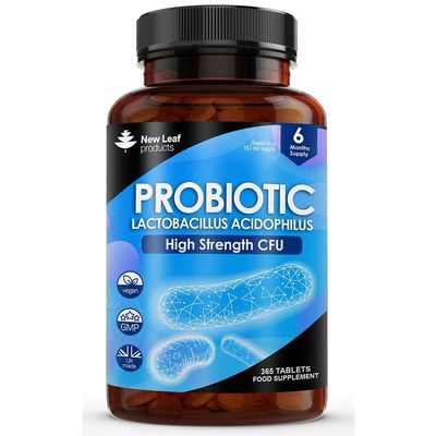 Lactobacillus Acidophilus Supplements 365 Tablets High Strength - Digestive & Gut Health Supplements Lactobacillus Live Cultures for Gut Health - Vegan, GMO-Free, Gluten-Free, GMP, UK Made