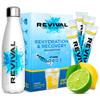 Revival Rapid Rehydration Starter Pack - 500ml Steel Water Bottle with 1 x 6 Packs Electrolytes Powder Sachets - Lemon view 1