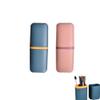 2 Pack Travel Toothbrush Holder with Cover, Portable Toothbrush Cup Case Carrier Toothpaste Set for Bathroom School Camp Business Trip (Blue Pink) view 1