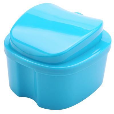 Denture Case, Denture Cup with Strainer, Denture Bath Box Teeth Storage Box with Basket Net Container Holder for Travel