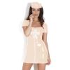 2pcs Sets Nurse Maid Uniform Costumes with Headwear PVC Dress Fashion Clothes Women Dress Plus Size,Apricot,4XL view 1