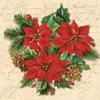 3-Ply Maki Xmas Decoupage Tissue Paper Napkins Decorative Christmas Serviettes 33cm x 33cm - Pack of 20 (Poinsettia Composition) view 1