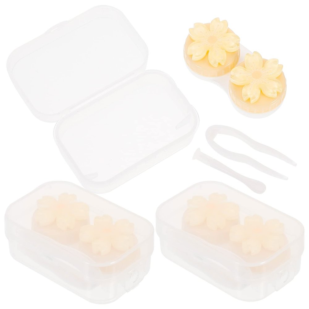 Baluue 3pcs Lens Case Crystal Design Small and Portable for Travel Includes Tools for Soaking and Storage for Daily Use and Go