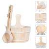 Sauna Bucket Set, 4-Piece Sauna Accessory Set, Sauna Bucket with Ladle Made of High-Quality Pine Wood, 4 Litre Sauna Bucket with Plastic Insert, Hourglass and Thermometer/Hygrometer, Sauna Bucket Set view 2