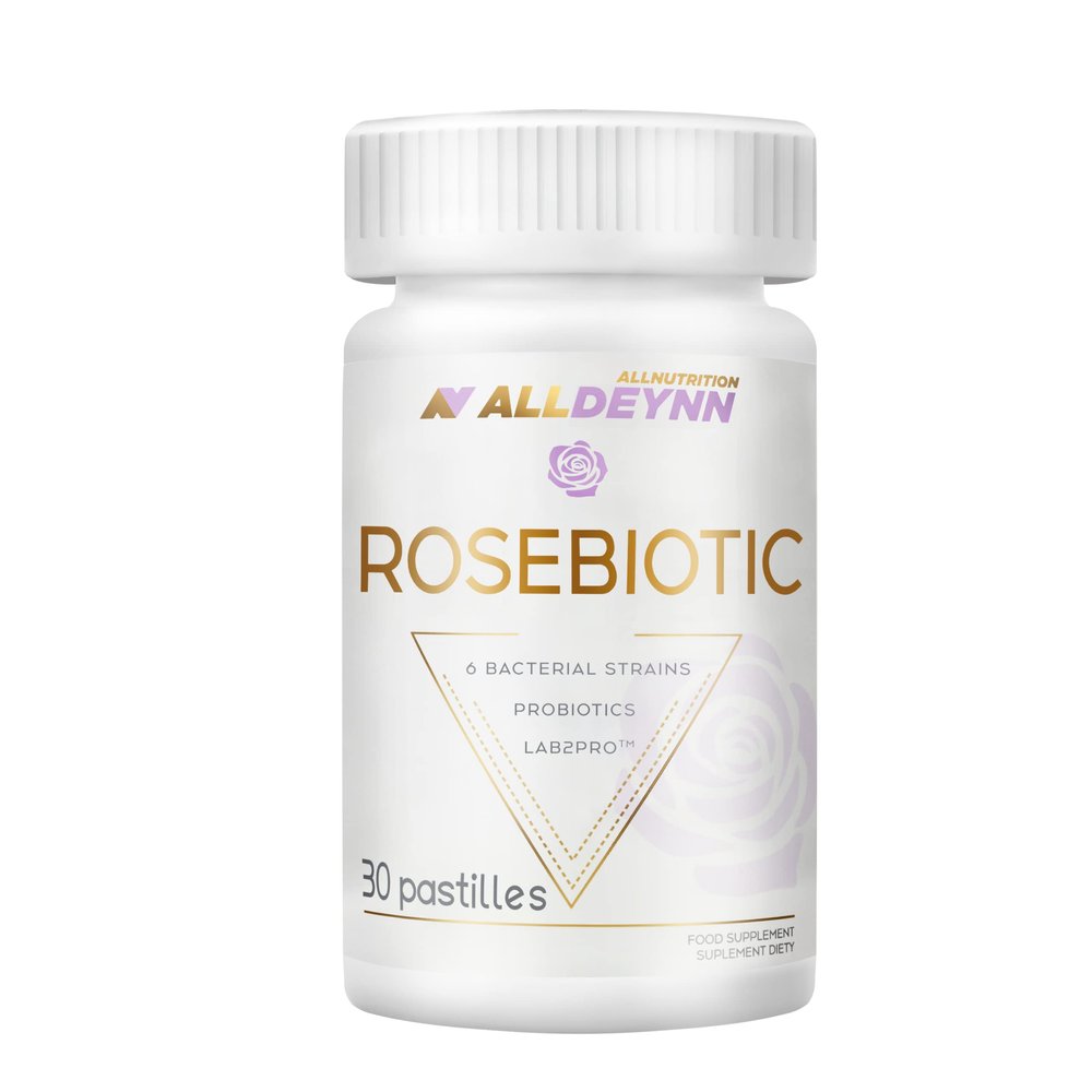 ALLDEYNN Rosebiotic Multi Strain Probiotic Food Supplement 3 Billion CFU for Digestive System Intestinal Microflora Support Stomach Acid Resistant 30 Chewing Pastilles