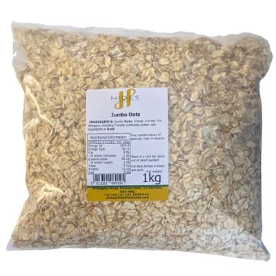 Hides Fine Foods - Jumbo Oats 1kg - GMO Free - Suitable for Vegetarians - Baking - Muffins - Cakes - Breakfast - Porridge - Overnight Oats - Flapjacks