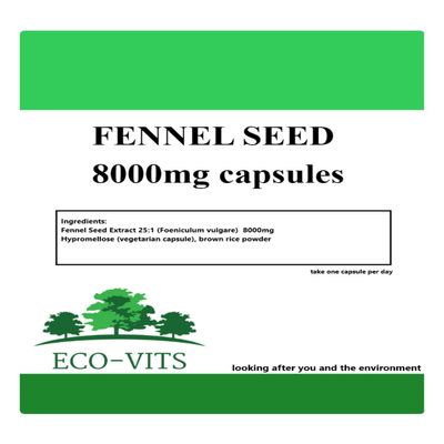 Eco-Vits Fennel Seed 8000mg (120 Capsules) Proper Digestion, hormonal Health Wellness