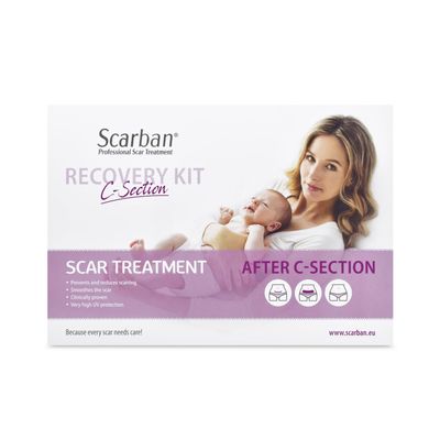 Scarban C Section Recovery Kit | Postpartum Recovery for mums | Effective on Both New and Old Scars | Medical Grade Silicone Sheet | Reusable & Washable | Cleaning Solution Included
