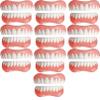 Instant Dentures Temporary Natural Tone Cosmetic Veneer Silicone Whitening Tooth Perfect Smile Top Bottom False Teeth Men and Women,10PC view 1