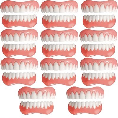 WoCOyo Instant Dentures Temporary Perfect Smile Cosmetic Natural Tone Veneers Dental Silicone Whitening Temporary Prosthesis Teeth Top Bottom False Teeth Men and Women Veneer,11PC