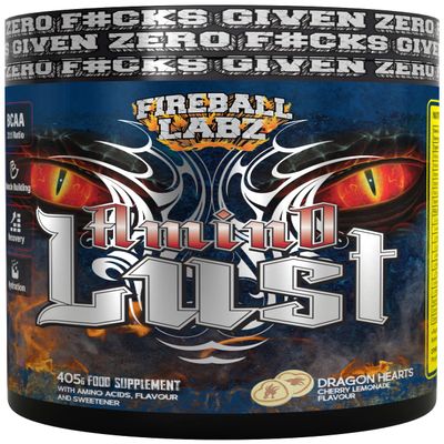 Fireball Labz AminoLust 405g Dragon Hearts (Cherry Lemonade) - Full Spectrum Essential Amino Acids, EAAs - Aids Recovery, Hydration, NooTropic, Nitric Oxide