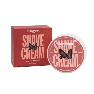 Men Rock Black Pomegranate Shave Cream  Rich Lather & Smooth Finish  Hydrating & Nourishing Shaving Cream for Men  Vegan & Cruelty-Free  Classic Wet Shaving Soap Experience, 100ml