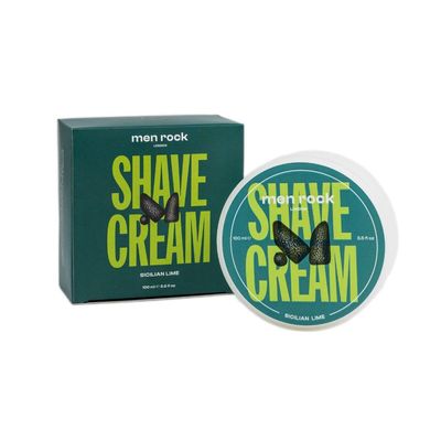 Men Rock Sicilian Lime Shave Cream for a Classy Wet Shaving Experience, Shaving Cream Deeply Hydrates and Nourishes Skin, Cruelty Free, Zesty Sicilian Lime and Black Pepper Fragrance 100ml