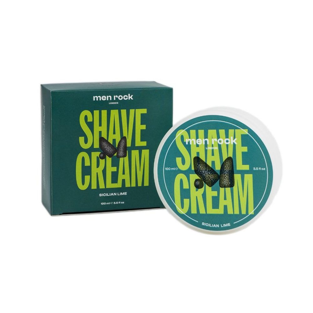 Men Rock Sicilian Lime Shave Cream for a Classy Wet Shaving Experience, Shaving Cream Deeply Hydrates and Nourishes Skin, Cruelty Free, Zesty Sicilian Lime and Black Pepper Fragrance 100ml
