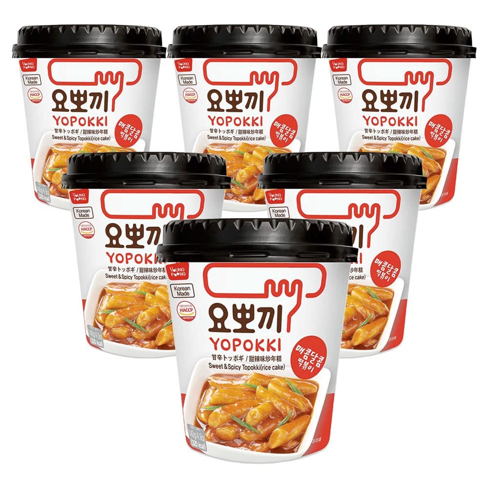 Young Poong Yopokki Cup - Sweet & Spicy Topokki (Rice Cake) 140g (Pack of 6)
