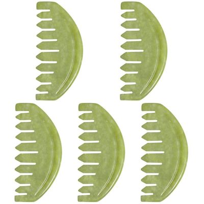 FRCOLOR 5pcs Jade Comb for Head Massage and Skin Care Natural Jade Scraping Board Hand Massager Scalp Brush for Hair Detangling