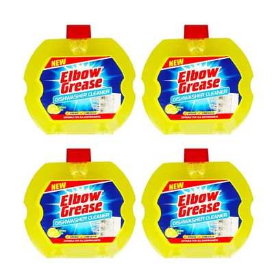 Elbow Grease Dishwasher Cleaner 250ml- Dishwasher Cleaner Limescale Lemon Clean Fresh Scent (Pack of 4)