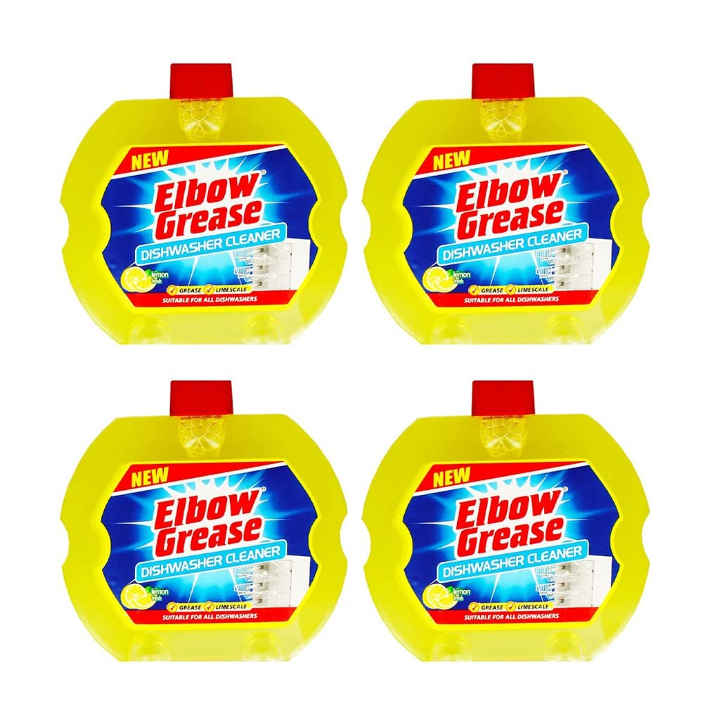 Elbow Grease Dishwasher Cleaner 250ml- Dishwasher Cleaner Limescale Lemon Clean Fresh Scent (Pack of 4)