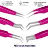 Abdul of Silakor Eyelash Extension Tweezers Set 6 Piece for Volume Lash Extensions Stainless Steel Eyelash Tweezers for Lash Extensions Isolation & Classic Lashes Tweezers Set (Pink) view 2