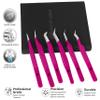 Abdul of Silakor Eyelash Extension Tweezers Set 6 Piece for Volume Lash Extensions Stainless Steel Eyelash Tweezers for Lash Extensions Isolation & Classic Lashes Tweezers Set (Pink) view 4