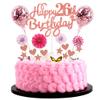 26th Birthday Cake Topper with Pink 26 Years Woman Decoration for Happy Birthday view 1