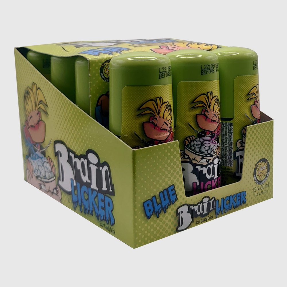 12x Blue Raspberry Brain Licker Sour Candy (1 Case)