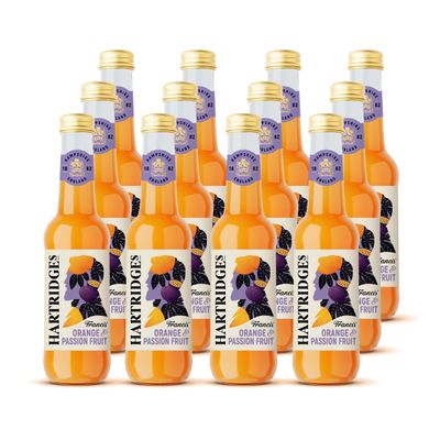 Hartridges Orange & Passionfruit Juice 275ml Glass Bottles - Pack of 12