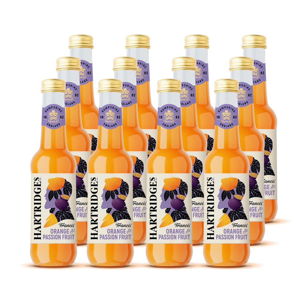 Hartridges Orange & Passionfruit Juice 275ml Glass Bottles - Pack of 12