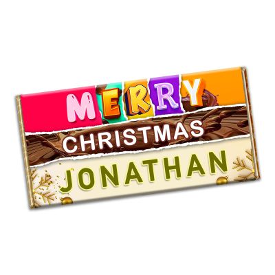 Personalised Customised Christmas Xmas Any Name Novelty Chocolate Bar Gift Present Wrapper (#474) (with chocolate bar)