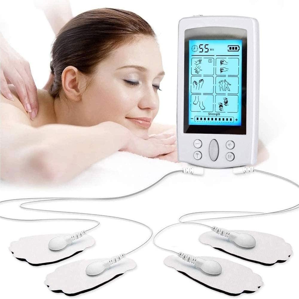 Corsehild TENS Unit EMS Muscle Stimulator Machine for Pain Relief Therapy with 16 Modes Electric Pulse Massager, 4 Electrodes Pads