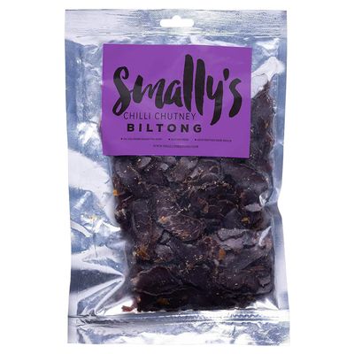Smally's Biltong Chilli Chutney - High Protein Beef Snack, Gluten Free, Low Fat, No Added Sugar, No Artificial Colours or Flavours - 500g Pack