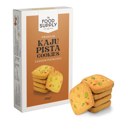 Cookies 200g - Pistachio, Almond, Cashew, Dry fruit, Fruit Jam - Variety Luxury Biscuits - Delicate biscuits for family and friends, The Food Supply (Cashew & Pistachio Cookies, Pack of 1)
