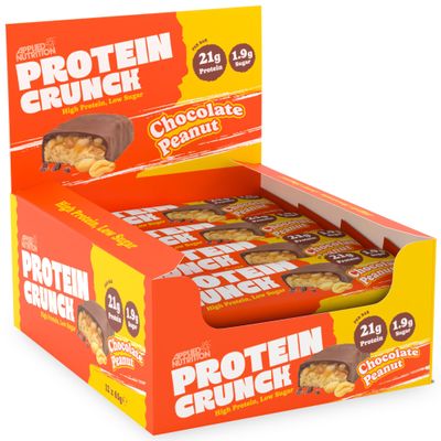 Applied Nutrition Protein Crunch - Protein Bars, High Protein, Low Sugar (Milk Chocolate Peanut) (62g x 12)