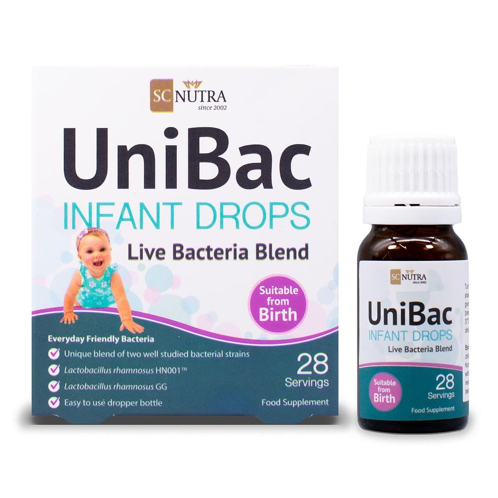 Unified Bacteria: UniBac Newborn / Baby / Infant Probiotics 0-3 years | Lactobacillus rhamnosus GG & HN001 | 1.5Bn CFU Probiotic Drops - 28 Servings