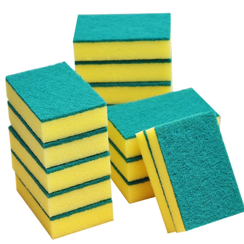 15pcs Kitchen Cleaning Sponge Set Double-Sided Scouring Pads Dishwashing Brush Non-Damaging for Kitchen Bathroom