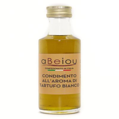 aBeiou. White Truffle Oil 100ml extra gourmet product 100% Italian extra virgin olive oil flavoured with white truffle artisan vegan vegetarian ideal for gift giving and cooking.