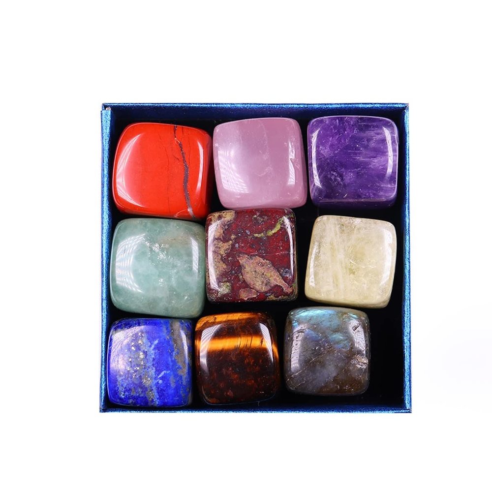 JUIYU Crystal Stone 9Pcs /Set Natural Tumbled Stone Rock Rose Quartz Bead Chakra Irregular Polishing Gemstone 15-20mm Presents