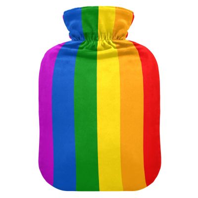 YOUJUNER Hot Water Bottle with LGBT Gay Pride Rainbow Flag Cover 1 Litre Large Hot Water Bag Warm Comfort Hand Feet Warmer