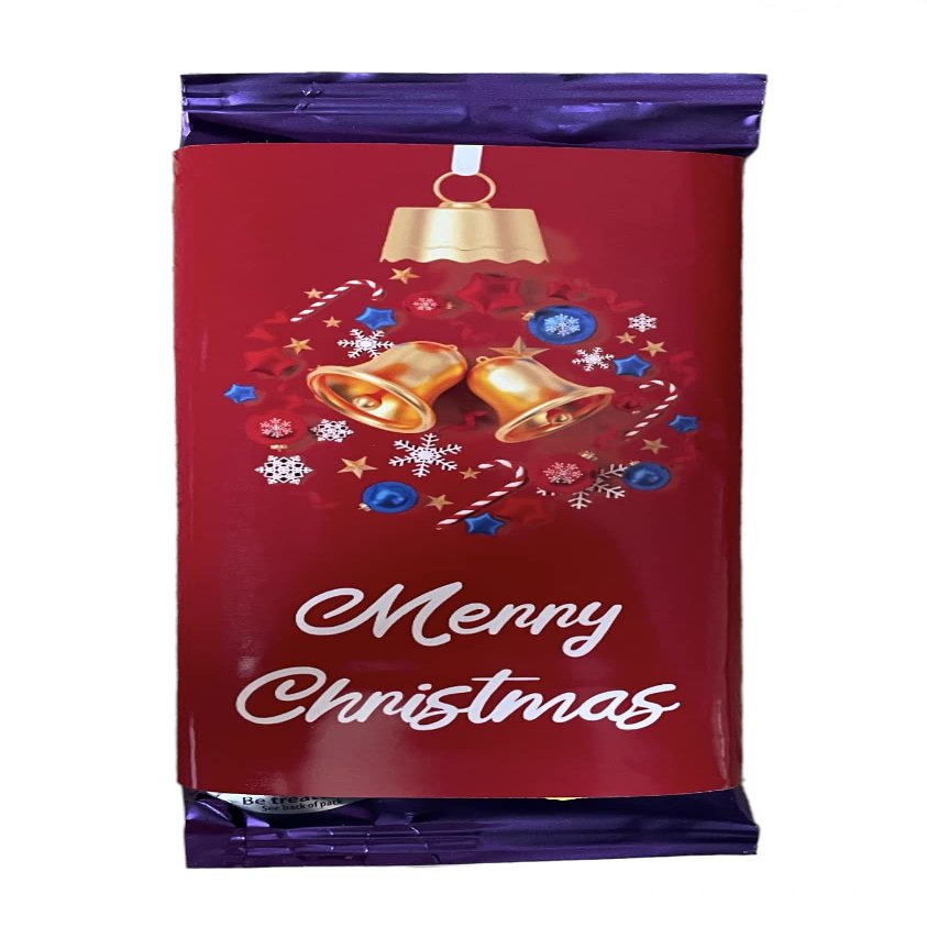 Personalised Red bauble chocolate bar and wrapper
